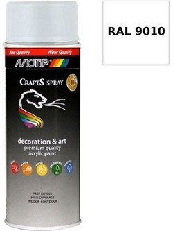 Motip Crafts Spray Σπρέι Βαφής RAL9010 Pure White Gloss 400ml