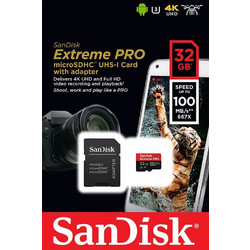 Sandisk Extreme Pro microSDHC 32GB Class 10 U3 V30 UHS-I + Adapter