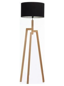 Gallis Primo Black 12033724131 -Φωτιστικό Δαπέδου Τρίποδο Από Φυσικό Ξύλο - Καπέλο Φ 30 χ 22cm