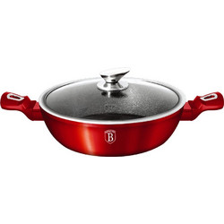 Berlinger Haus Metallic Line BH-1263 Burgundy Κατσαρόλα Πλακερό Αλουμινίου Επίστρωση Μαρμάρου 28cm