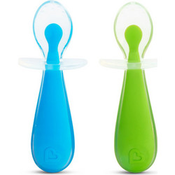 Munchkin Gentle Spoons Σετ Βρεφικά Κουτάλια Σιλικόνης 6m+ Μπλε Πράσινα 2τμχ