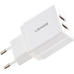 Usams T24 Φορτιστής Χωρίς Καλώδιο με 2 Θύρες USB-A 10W White