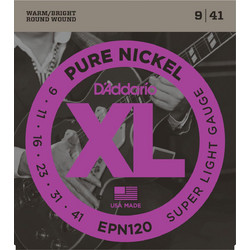 D'Addario EPN120 Σετ 6 Χορδές Ηλεκτρικής Κιθάρας Pure Nickel 9-41" Extra Light Tension