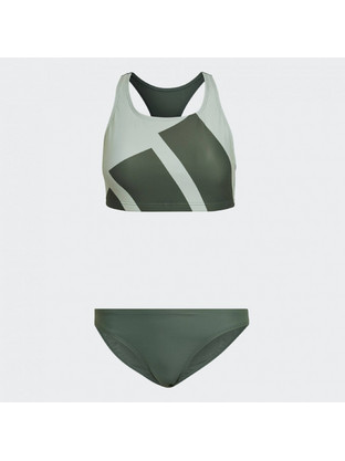Adidas Big Logo Graphic Αθλητικό Γυναικείο Μαγιό Bikini Set Γκρι HL8448