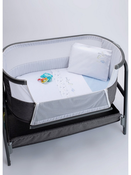 Prenatal Dino Σετ Βρεφικά Σεντόνια Λίκνου Βαμβακερά 80x110 White