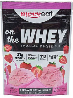 Mooveat on the Whey Strawberry Milkshake Πρωτεΐνη Ορού Γάλακτος Χωρίς Γλουτένη 30gr