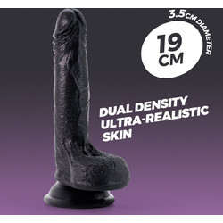 Crushious Inviktus Ρεαλιστικό Dildo με Βεντούζα & Όρχεις 19cm Μαύρο