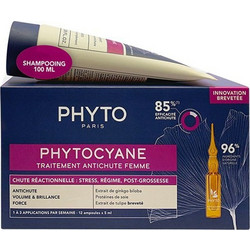 Phyto Phytocyane Reactional Hair Loss Αμπούλες κατά της Τριχόπτωσης 12x5ml + Shampooo 100ml