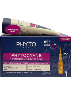 Phyto Phytocyane Reactional Hair Loss Αμπούλες κατά της Τριχόπτωσης 12x5ml + Shampooo 100ml