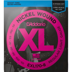 D'Addario EXL170-8 Σετ 8 Χορδές Ηλεκτρικού Μπάσου Nickel Plated Steel 45-100"