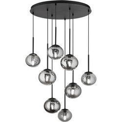 Ondaluce JEWEL/ Κρεμαστό Φωτιστικό Οροφής Πολύφωτο E14 8-NERO
