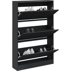 vidaXL Παπουτσοθήκη Ξύλινη Μαύρη Μ80xΠ21xΥ125.5cm 839925