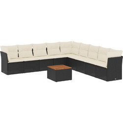 vidaXL Σετ Σαλόνι Κήπου Rattan 10τμχ Μαύρο 3223690