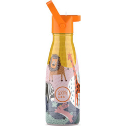 Cool Bottles Άγρια Ζώα Παιδικό Παγούρι Θερμός Ανοξείδωτο BPA Free με Καλαμάκι Πορτοκαλί 260ml