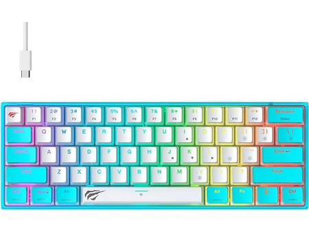 Havit KB877L Μηχανικό Gaming Πληκτρολόγιο 60% RGB Blue White