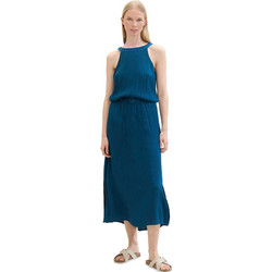 Tom Tailor Midi Καλοκαιρινό Βραδινό Φόρεμα Μεταξωτό Πετρόλ 1041514-13353