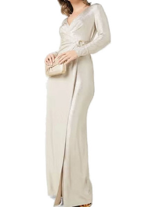 Lauren Ralph Lauren Maxi Φόρεμα για Γάμο / Βάπτιση Αμπιγιέ Ασημί 253925922001