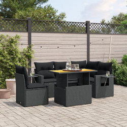 vidaXL Σετ Σαλόνι Κήπου Rattan 6τμχ Μαύρο 3271755