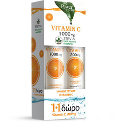 Power Health Vitamin C 1000mg Στέβια 24s + Vitamin C 500mg 20 Αναβράζοντα Δισκία