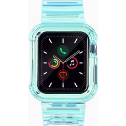 Hurtel Θήκη Σιλικόνης με Λουράκι για Apple Watch 4 / 5 / 6 / SE 38mm Διαφανής Γαλάζια