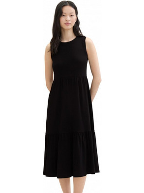 Tom Tailor Midi Καλοκαιρινό Καθημερινό Φόρεμα Μαύρο 1042421
