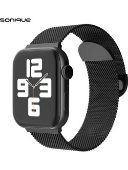 Sonique Milanese Classic Λουράκι Μεταλλικό Black (Apple Watch 42 / 44 / 45 / 49mm)