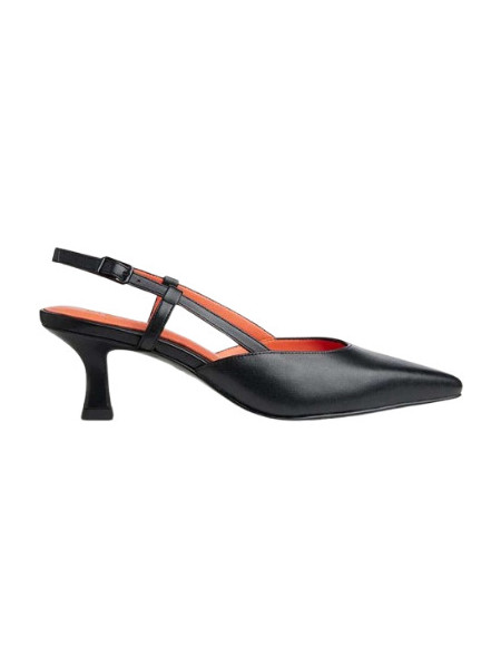 Tamaris Γόβες Slingback Δερμάτινες με Λεπτό Χαμηλό Τακούνι Μαύρες 1-29504-42-001