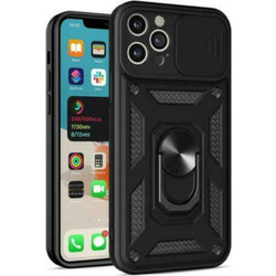 Bodycell Armor Slide Ring Holder Back Cover Black (iPhone 12 Pro)