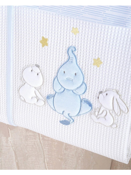 Rythmos Elephants Friends Κουβέρτα Κούνιας Πικέ 120x150 Γαλάζια
