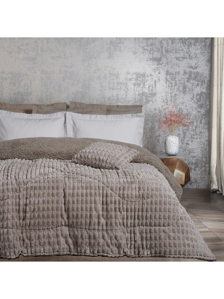 Das Home Κουβερτοπάπλωμα Μονό Hollowfiber 160x220 Sherpa 1177 Taupe
