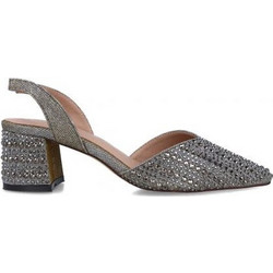 Menbur Γόβες Slingback με Χοντρό Χαμηλό Τακούνι & Στρας Γκρι 23216