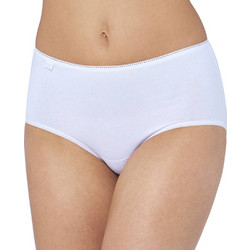 Sloggi Βαμβακερά Ψηλόμεσα Γυναικεία Slip Λευκά 2Pack 10005038-0003