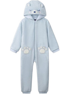 Sergent Major Παιδική Ολόσωμη Πιτζάμα Fleece Χειμωνιάτικη Γαλάζια 24H5PF41D4F