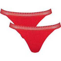 Sloggi Βαμβακερά Γυναικεία Brazil με Δαντέλα Κόκκινα 2Pack 10213088-0024