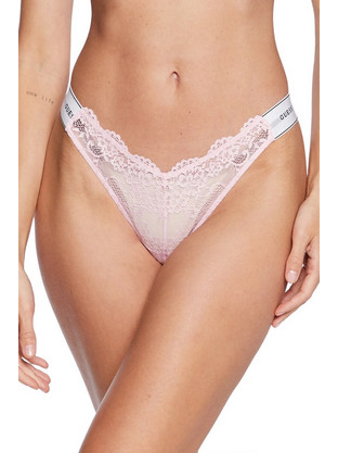 Guess Belle Γυναικείο Sexy String με Δαντέλα Ροζ O3RE08KBBT0-G67T