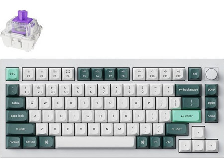 Keychron Q1 HE QMK Ασύρματο Μηχανικό Gaming Πληκτρολόγιο 65% με Gateron Double-Rail Magnetic Nebula Διακόπτες RGB White