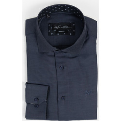 Versace 19V69 Ανδρικό Πουκάμισο Βαμβακερό Μακρυμάνικο Slim Fit Navy Μπλε 11.34