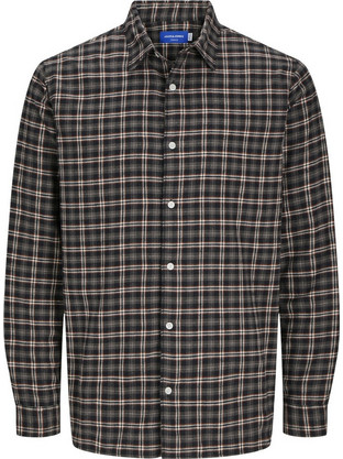 Jack & Jones Ανδρικό Πουκάμισο Βαμβακερό Καρό Μακρυμάνικο Κανονική Γραμμή Καφέ 12260776