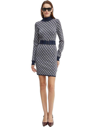 Guess Lise Mini Καθημερινό Φόρεμα Μεταξωτό Navy Μπλε W4BK43Z37K0-FB7G