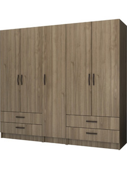 Megapap Πεντάφυλλη Ντουλάπα Ρούχων Καρυδί 200x51.8x181cm GP100-0072,3