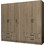 Megapap Πεντάφυλλη Ντουλάπα Ρούχων Καρυδί 200x51.8x181cm GP100-0072,3