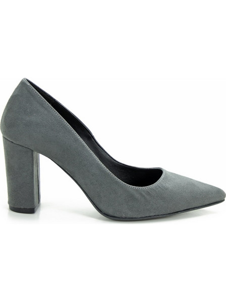 Ellen Γόβες Suede με Χοντρό Ψηλό Τακούνι Γκρι W12000