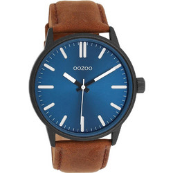 Oozoo Timepieces Ανδρικό Ρολόι με Καφέ Δερμάτινο Λουράκι C11401