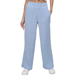 DKNY Ψηλόμεσο Υφασμάτινο Γυναικείο Παντελόνι Relaxed Εφαρμογή με Λάστιχο Γαλάζιο DJ4P3004-PXK
