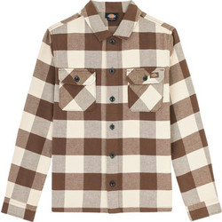Dickies Μακρυμάνικο Γυναικείο Πουκάμισο Βαμβακερό Καρό Καφέ Λευκό DK0A4XI2-MR11