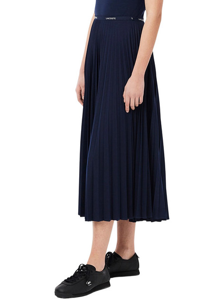 Lacoste Μίντι Φούστα Υφασμάτινη Ψηλόμεση Πλισέ Navy Μπλε 3JF1402-166