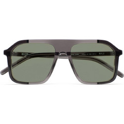 Kaleos Kalu-4 Ανδρικά Γυαλιά Ηλίου Aviator Κοκάλινα Μαύρα με Μαύρο Φακό