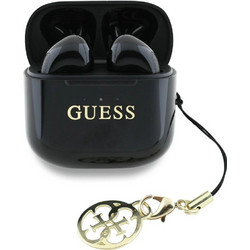Guess Glossy Effect Printed Classic Logo Ακουστικά Bluetooth Earbud Ανθεκτικά στο Νερό Black
