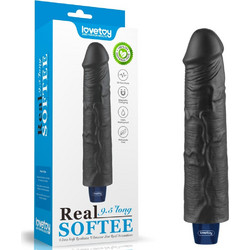 Lovetoy Real Softee Vibrating Dildo 9.5" Ρεαλιστικός Δονητής 24.5cm Μαύρος
