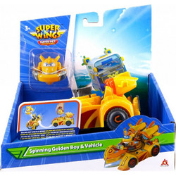 Just Toys Super Wings Super Pet Spinning Golden Boy & Vehicle